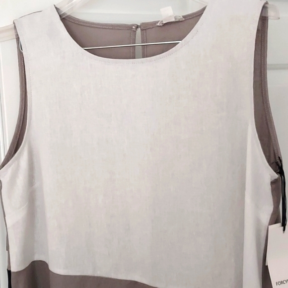 NWT FORCYNTHIA Sleeveless Linen Blend Colorblock Black Gray & White Dress Si… - Picture 2 of 10